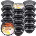 KitchnMore 36oz Extra-Thick Meal Prep Bowls with Lids, Plastic Containers with Clear Covers for Noodles, Poke Bowl, Salad, Soup - Freezer, Microwave & Dishwasher-Safe (30Pack)