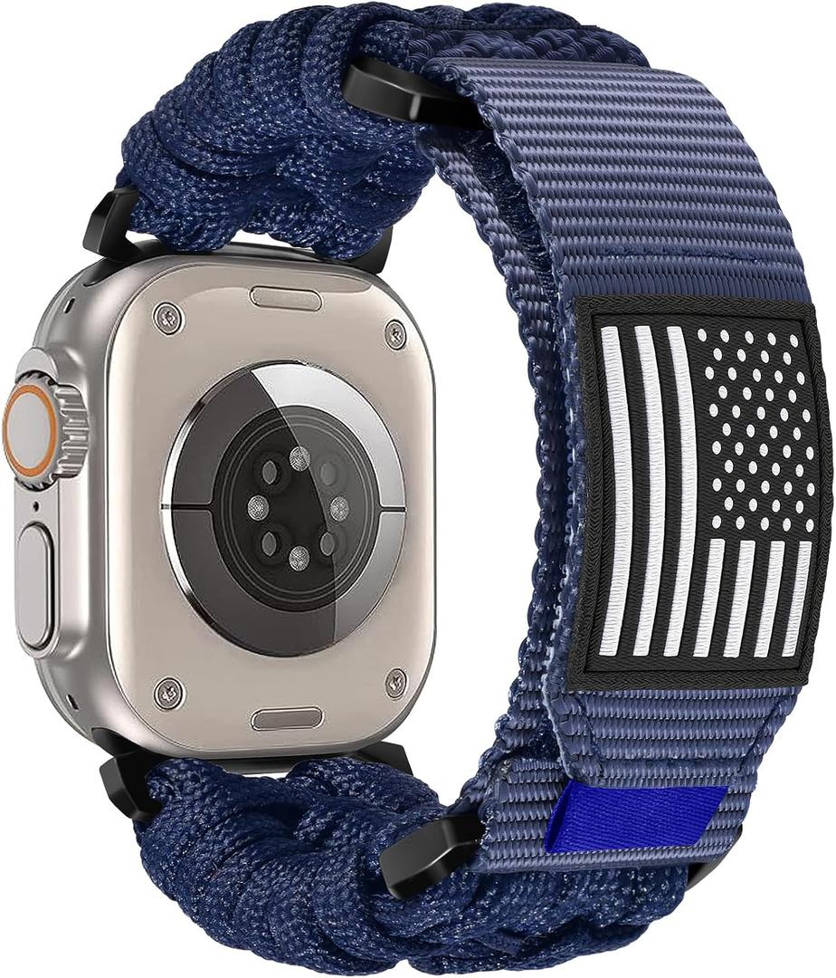 CAGOS Rugged Nylon Apple Watch Ultra 3/Ultra 2 Band for Men 49mm 46mm 45mm 44mm 42mm, Breathable Braided Nylon Strap Sport Loop Adjustable Wristbands for iWatch Bands Series 11 10 9 8 7 6 5 4 3 2 1 SE Ultra