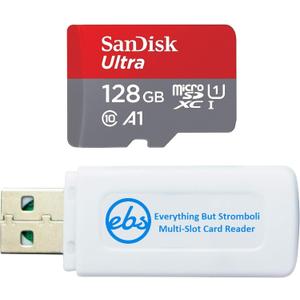 SanDisk MicroSD Ultra 128GB Memory Card Compatible with Wyze Cam OG, Wyze Cam Pan v3 Smart Camera (SDSQUAB-128G-GN6MN) A1 UHS-I C10 Bundle with 1 Everything But Stromboli Micro SDXC & SD Card Reader
