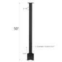 Cable Railing Corner Post Fascia Mount-Stainless Steel Square Weldless 42"x2"x2" Pre-drilled Side Mount Metal Post for Wood Deck, Black