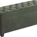 SONGMICS Velvet Storage Ottoman Bench, Foot Rest with Legs, 15.7 x 43 x 15.7 Inches, End of Bed Bench, Storage Chest, Load up to 660 lb, for Living Room, Bedroom, Entryway, Forest Green ULSF089C01