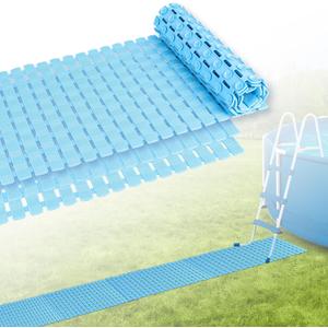 Lettry 3Pcs Ground Pool Drainage Walkway, 15.7" x 27.6" Pool Drainage Mat, Non-Slip Floor Protector Mat for Protecting Pools Lawn and Away from Litter (Blue, Large, 3)