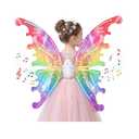 Electric Fairy Wings for Girls, Kids Butterfly Glowing Wings with LED Lights & Music, Cosplay Wing for Kid, Toy for Kids as Halloween Birthday Christmas Party Costume Princess Cosplay Dress Up Gift