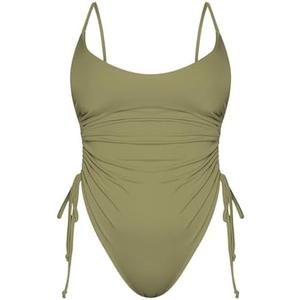 KRLAGAPAS Women's Sexy One Piece Bathing Suit Tummy Control Swimsuit  (Small, Matcha Green)
