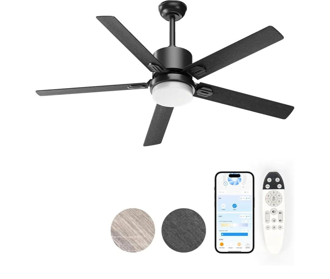 Ceiling Fans with Lights - Outdoor Ceiling Fan with Remote - APP Control,42 Inch Modern Ceiling Fan for Patio, Bedroom Living Room