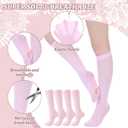 Cuffbow 4 Pairs Pink Ballet Dance Tights Convertible Knee High Thin Sheer Soft Dancing Socks for Dancer Women Girls (Pink)