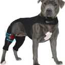 Supet Dog Rear Leg Sleeve to Stop Licking, Non-Slip Surgical Sleeve for Back Leg After TPLO, Breathable Recovery Sleeve After Surgery, Wound Cover for Hip and Thigh, Dog Cone Alternative (M, Black)