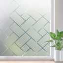 rabbitgoo Window Privacy Film, Frosted Glass Decorative Static Cling Sticker Sun Blocking Vinyl Covering for Home Kitchen Living Room Bathroom, 17.5 x 78.7 inches