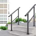 DIYHD 3 Step Handrail for Outdoor,Powder Coated Iron Stair Railing,Black Hand Rails for Indoor, Porch,Deck,2 Pack