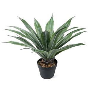 Velener Artificial Agave Plant in Black Pot with Real Stone Pebbles, Large Fake Agave Plants with Green Serrated Leaves, Faux Yucca for Indoor and Outdoor Decor-27 Inches Tall, 29 Leaves