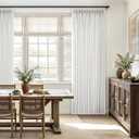 100 Inch Extra Wide Pinch Pleated Linen Curtains 105 Inch Length for Living Room Bedroom Natural Cream Beige Privacy Drapes Light Filtering for Patio Sliding Door 105 Inches Long Hooks Clips Rings