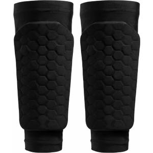 Soccer Shin Guards for Youth & Adult with Honeycomb Compression Sleeve, Breathable Lightweight Shin Pads with Non-Slip Silicone Strips, Impact Protection for Soccer Football, Small