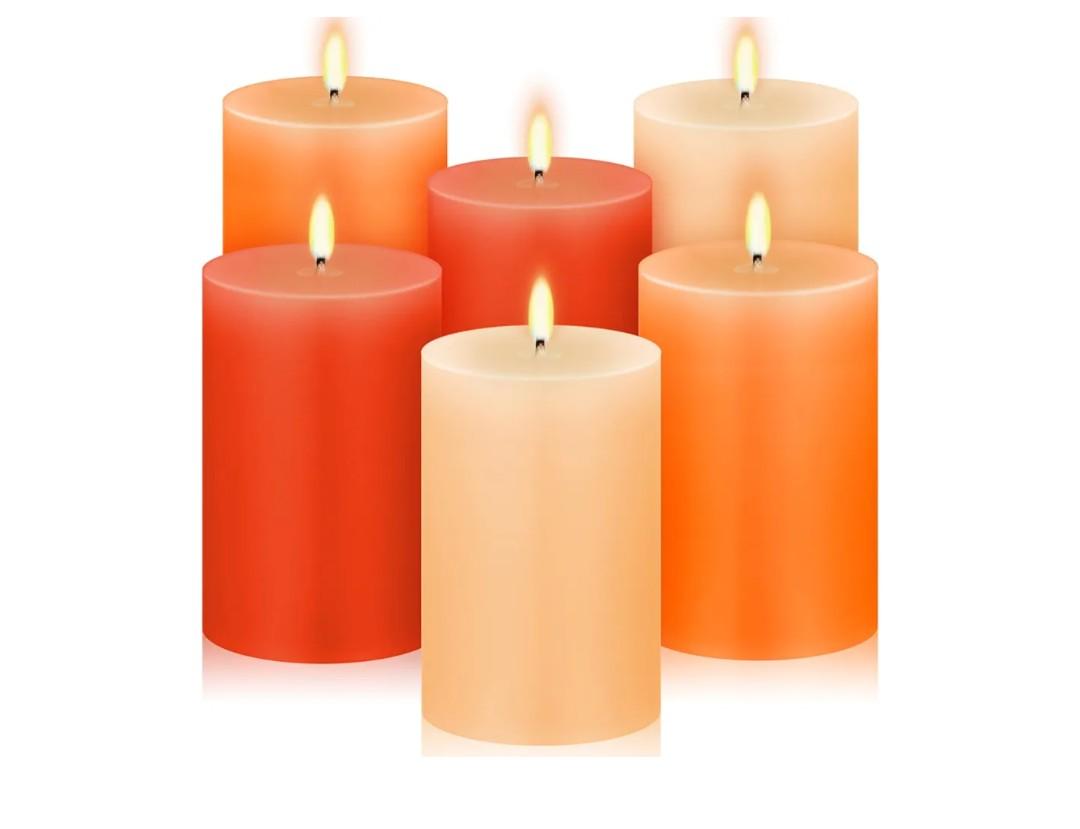 Set of 6 Gradient Orange Small Pillar Candles 2 x 3 Inch Unscented Colored Votive Candles for Wedding Holiday Church Dinner Table Home Decor