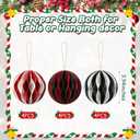 12 Pcs Christmas Paper Honeycomb Ornaments for Tree, 3D Glitter Edge Honeycomb Hanging Decorations Foldable Christmas Ornaments Lanterns for Xmas Tree Holiday New Year Party Decor (Chic)