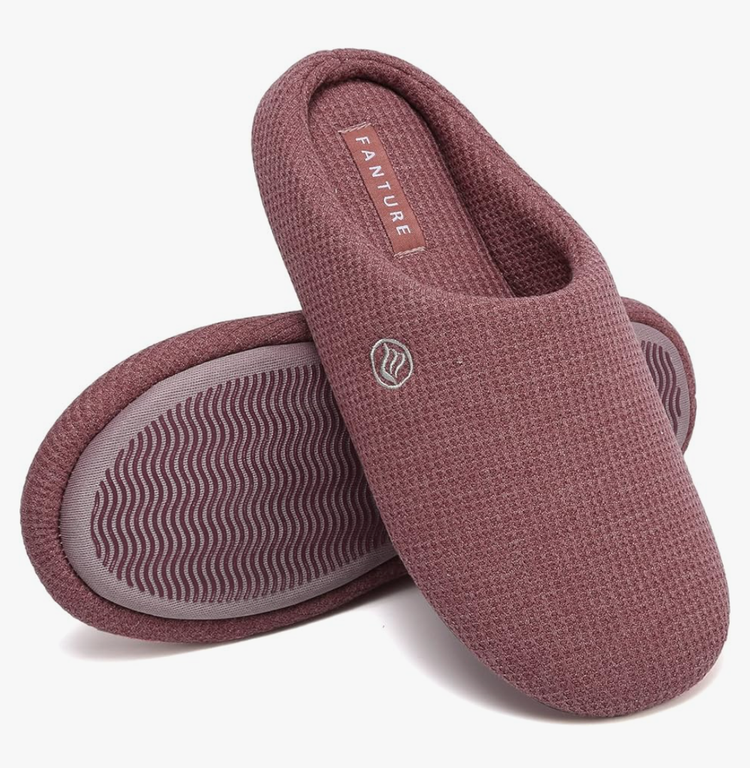 FANTURE nisex Men's Women's Memory Foam Slippers Comfort Cotton-Blend Closed Toe House Shoes Indoor Scuff-U419WMT029-2024-0606, Size 6.5-7