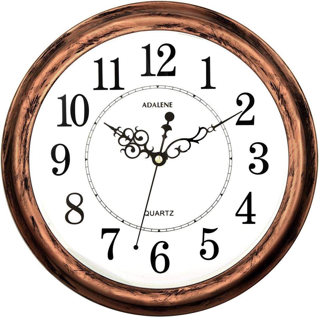 Adalene 13-Inch Decorative Wall Clock Silent Non-Ticking - Vintage Retro Rustic Battery Operated Kitchen Wall Clock - Large Wall Clocks for Living Room Dcor, Office, Bathroom