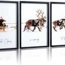 HKBS Framed Christmas Wall Art Decor, Set of 3 Christmas Wall Canvas Prints Pictures Farmhouse Santa Claus Is Coming To Town for Holiday Home Decorations Indoor (Black, 12"x16", Framed)