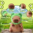 Cute Capybara Plush Soft Capybara Stuffed Animal with Frog Hat Kawaii Capybara Plush Toys Stuffed Capybara Doll Pillow Birthday Gifts Kids Girls Boys 12 inch