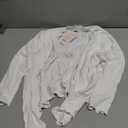 GoMamee Womens Cropped Cardgan Bolero Shrugs 3/4 Sleeve Open Front Short Cardigans Sweater White, Large (White, L)