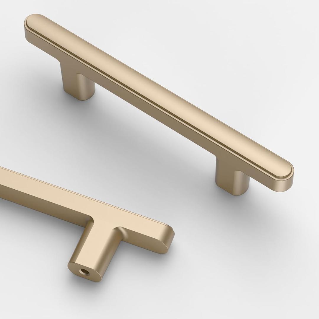 Asidrama 10 Pack 3 Inch(76mm) Champagne Copper Cabinet Pulls - Kitchen Cabinet Hardware for Cupboard Drawer Pulls (3" Hole Center)