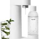 Woody Sparkling Water Maker - Silent Carbonated Water Machine Made of Renewable Wood Composite and 1L Water Bottle - Without CO2 Cylinder - Seltzer Maker Machine - Colour White