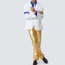 Men's Classical 70s 80s Dance Costume Blue Armband Suit Cosplay Costume,XXS