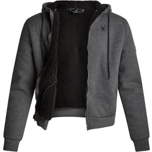 Spyder Mens Sherpa Fur Hoodie - Full Zip Up Lightweight Soft Sherpa Lined Waffle Knit Sweatshirt Jacket for Men (Medium, Charcoal Heather)