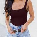 Chunpin Women's Square Neck Tank Bodysuit Sleeveless Tank Top Double Lined Body Suit Going Out Outfits Thong Bodysuits (Red, S)