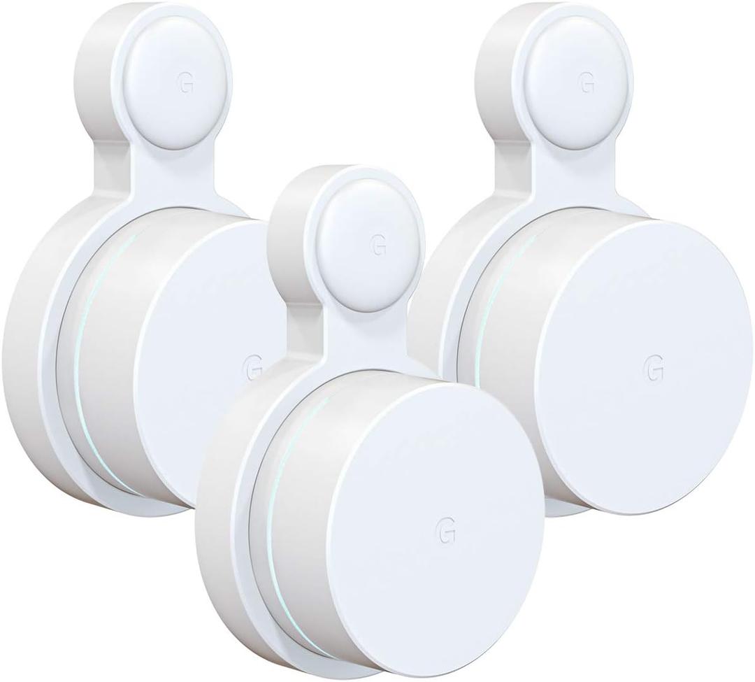 Outlet Wall Mount for Google WiFi AC1200, Cable Management & Space Saving, Easy to Move, Wall mount holder for Google WiFi(2020 model-Round Plug)(3 Pack)