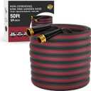 50ft Non-Expanding Garden Hose with 8-Layer Latex Core, Lightweight & Kink-Free, Flexible Heavy Duty Water Hose for Lawn, Yard, Car Washing (3/4" Solid Brass Fittings, Crush-Resistant)