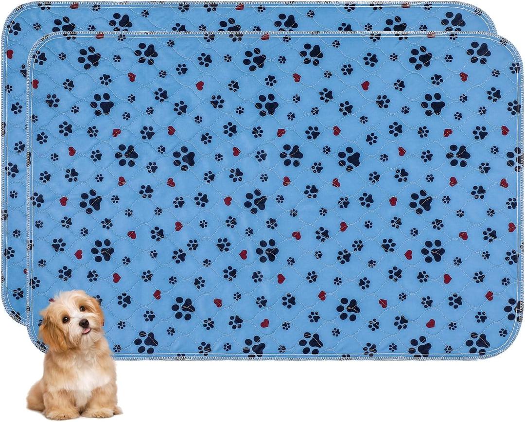 Washable Pee Pads for Dogs,2 Pack Large 18"x24" Super Absorbent Reusable Puppy Pads,Non-Slip 100% Waterproof Dog Pee Pads,Pet Training Pads for Couch, Crate, Potty Training,Floor