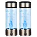 Hydrogen Water Bottle 14 Oz Portable Hydrogen Water Ionizer Machine - Hydrogen Water Generator - Hydrogen Rich Water Glass Health Cup (Black-2pcs)