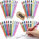 40 Pack Ballpoint Pens Bulk, Fine Point Metal Pens for Writing, Inspirational Motivational Pens with Sayings, Funny Nurse Teacher Office School Supplies Gifts for Women Men Coworkers