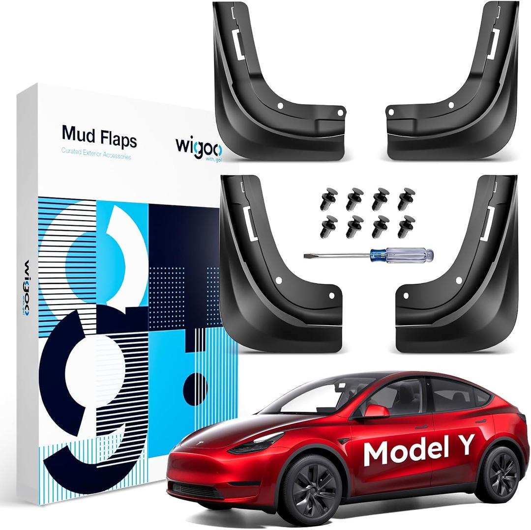 2025 New Tesla Model Y Accessories Mud Flaps [Stay Clean, Protect Paint] All Weather Splash Guards, for Tesla Model Y 2020~2025, Thicker Upgrade Version