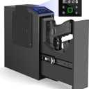 Biometric Slider Handgun Gun Safe with LCD Screen of Temp Humidity Time for Nightstand, Desk, Bed Side, Wall, Truck