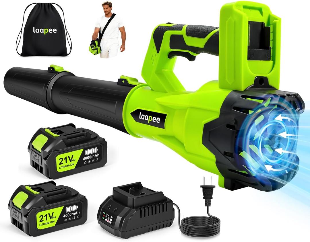 Leaf Blower Cordless,650CFM Electric Leaf Blower with 2 4.0Ah Battery Powered and Fast Charger, Powerful Cordless Blowers for Lawn Care, Patio, Dust, Blowing Leaves,6 Speed Control