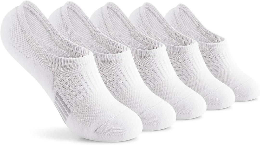 Gonii Womens No Show Socks Athletic Ankle Socks Cushioned Running Low Cut 8-10, 5 Pairs White