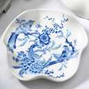 Honeydak Chinoiserie Floral Spoon Rest for Kitchen Counter, Ceramic Porcelain Cooking Spoon Holder Spatula Rest Tray for Stovetop Kitchen Blue White Chinoiserie Housewarming Gift, 5.2 Inch