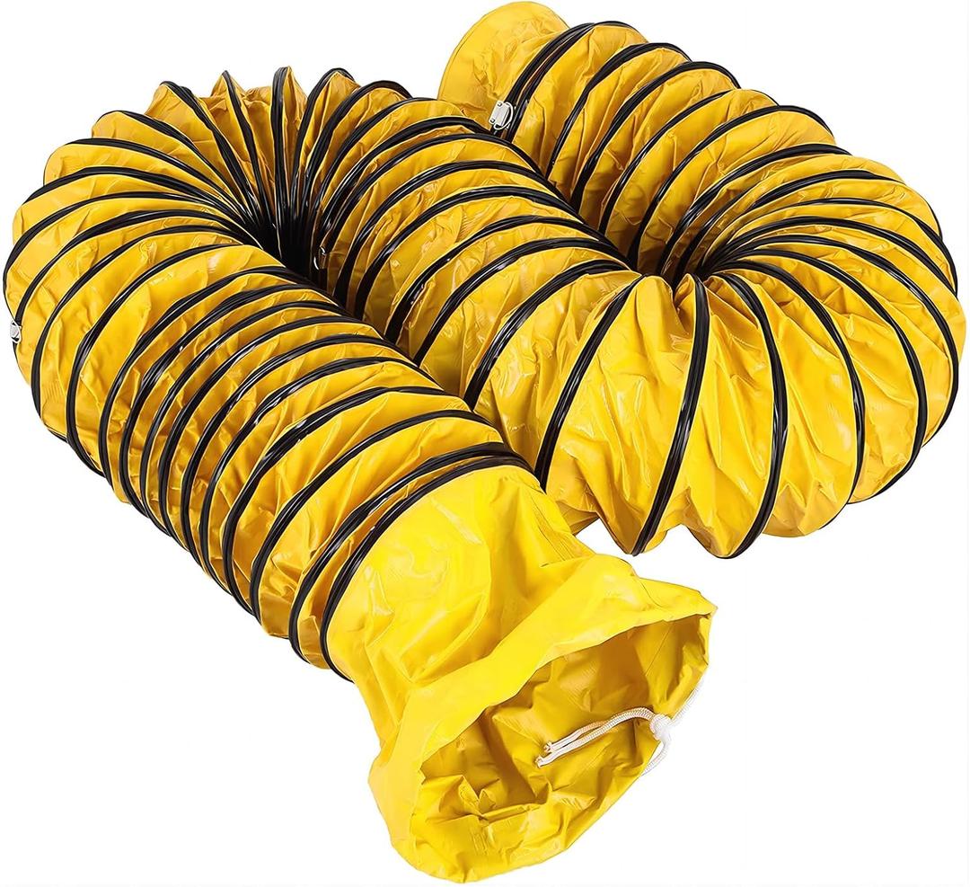 16IN Ducting Hose 16FT PVC Flexible Duct Hosing with Adjustable Rope S Hook & Steel Support for Utility Blower Exhaust Fan (16''x16ft)