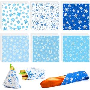 Reallnaive 600 Pcs Christmas Wax Paper Sheets 12 x 12 Inch Winter Snowflake Parchment Deli Tissue Paper Sandwich Wrapping Sheets Food Basket Liners for Kitchen Restaurant Baking Supplies, 6 Styles