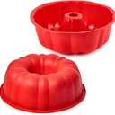 10 Inch Silicone Fluted Tube Cake Pan, 2 Pack Non Stick Silicone Baking Molds for Cake, Bread, Brownie, Jello