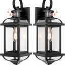 Motion Sensor Porch Lights Dusk to Dawn, 19 Inch Enclosed Bottom Anti-Rust Aluminum Black Outdoor Light fixtures 2 Pack Large Exterior Light Outdoor Wall Lights for House Garage Patio (Modern Matte Black)