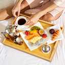 Bamboo Bed Tray Table, Folding Legs and Handles, Breakfast Tray, Laptop Desk for Bed or Sofa, Serving Tray for Eating, Working, Reading,Picnic
