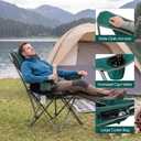 2 Pack Camping Chairs for Adults - Oversized Folding Lawn Chair with Angled Backrest,Heavy Duty 400lbs,Padded Camp Chairs with Cup Holder Side Pocket Cooler Bag for Outdoor,Sports,Beach,Fishing,Green, 2PCS