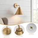Retro Industrial Metal Cone Sconce Light - Vintage Inspired Modern Brass Wall Sconce with Metal Shade, Wall Mount Lighting for Bedroom, Hallway, Living Room (10.5Dia x 12.5" H Brass), 11 inch