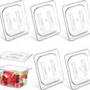6 Pcs Polycarbonate Food Pan Lids with Handle, 1/6 1/2 Full Size Clear Hotel Pan Lid Plastic Hotel lids Cover for Restaurant Food Container and Storage(1/6 Size 6.9 x 6.3 Inch)
