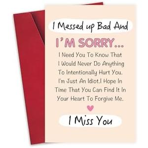 Pack of 3 Detuca Funny Poem Apology Card for Him Her, I Messed Up Cards for Man Woman, Forgive Me Card for Friends Family, Messed Up Bad And I'm Sorry