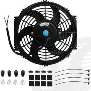 10" inch Slim Fan Push Pull Electric Radiator Cooling Fans 12V Mount Kit Unversal Black
