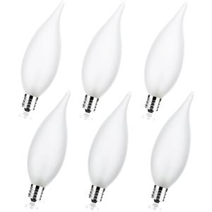 Frosted Flame Tip C32 Chandelier Light Bulbs, 60W E12 Candelabra Base, 120V Dimmable Candle Bulbs with Warm White for Chandeliers, Ceiling Fans, Outdoor, Porch, Hallway, Decorative Lighting (6 Pack)