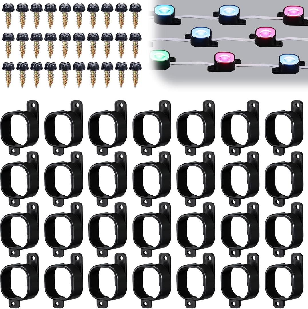 70 Sets Light Clips for Govee H706 H806 Mounting Clips with 140 Screws Compatible with Govee Pro Permanent Outdoor Lights Extension, Install Firmly (Black)